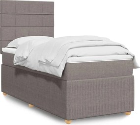 vidaXL Κρεβάτι Boxspring με Στρώμα Taupe 100 x 200 εκ. Υφασμάτινο