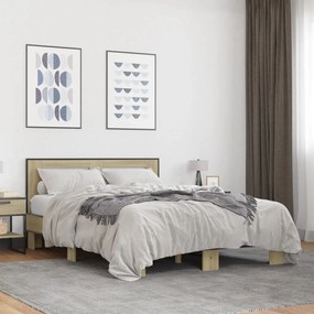 vidaXL Πλαίσιο Κρεβατιού Sonoma Δρυς 140x200 εκ. Επεξ. Ξύλο &amp; Μέταλλο