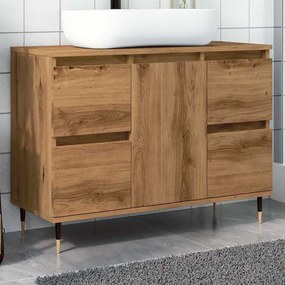 vidaXL Ντουλάπι μπάνιου Δρυς τεχνίτης 80x33x60 cm Κατασκευασμένο ξύλο