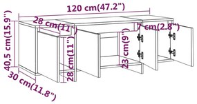 Έπιπλο Τηλεόρασης Γυαλ. Λευκό 120x30x40,5 εκ. Επεξ. Ξύλο - Λευκό