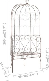 vidaXL Παγκάκι Κήπου Αντικέ Καφέ 95 εκ. Σιδερένιο