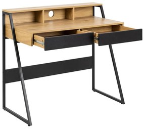 Τραπέζι γραφείου Oakland 625, Με συρτάρια, Αριθμός συρταριών: 2, 75x100x50cm, 20 kg, Μαύρο, Άγρια δρυς | Epipla1.gr