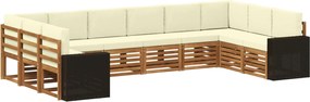 vidaXL Σειρά Καναπέ Εξωτερικού 10 pcs Φυσικό και Κρέμα Πολυεστέρας