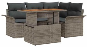 vidaXL Σετ Καναπέ Κήπου με αποθήκευση 5 pcs Γκρι Πολυ ράταν