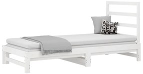 vidaXL Καναπές Κρεβάτι Συρόμενος Λευκός 2x(90x200) εκ. Μασίφ Πεύκο