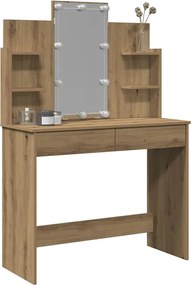 vidaXL Μπουντουάρ με LED Φώτα τεχνίτης Δρυς 96x40x142 εκ.