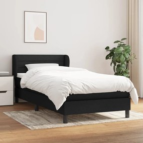 3126303 vidaXL Κρεβάτι Boxspring με Στρώμα Μαύρο 100 x 200 εκ. Υφασμάτινο Μαύρο, 1 Τεμάχιο