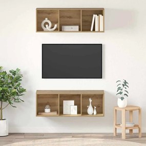 vidaXL Τοίχου ντουλάπες τηλεόρασης 2 pcs artisan δρυς 37 x 37 x 107 εκ