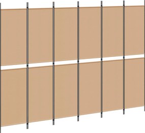 vidaXL Διαχωριστικό Δωματίου 6-Πάνελ Μπεζ 300 x 220 cm Ύφασμα