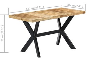 vidaXL Τραπεζαρία 140 x 70 x 75 εκ. από Μασίφ Ακατέργαστο Ξύλο Μάνγκο