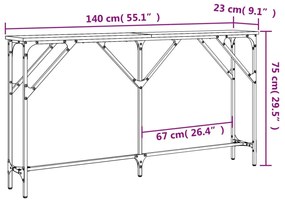 Τραπέζι Κονσόλα Γκρι Sonoma 140 x 23 x 75 εκ. Επεξεργ. από Ξύλο - Γκρι