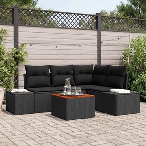 vidaXL Σετ Καναπέ Κήπου με μαξιλάρι 5 pcs Μαύρο Πολυ ράταν