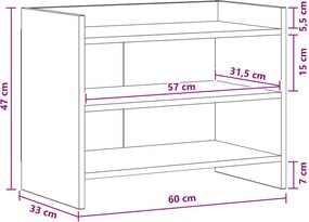 vidaXL Ντουλάπι TV 60 x 33 x 47 εκ. Μαύρη Δρυς Επεξεργασμένο Ξύλο