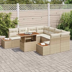 vidaXL Σέτ φαγητού για κήπο 9 pcs Μπεζ, Κρέμα 100 x 55 x 73 εκ