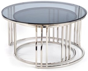 Σετ τραπεζιών περιοδικών Houston 1503, Ασημί, 45cm, 25 kg, Επεξεργασμένο γυαλί, Στρόγγυλος, Μερικώς συναρμολογημένο | Epipla1.gr