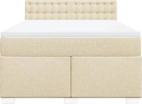 vidaXL Κρεβάτι Boxspring με Στρώμα Κρεμ 140x200 εκ. Υφασμάτινο