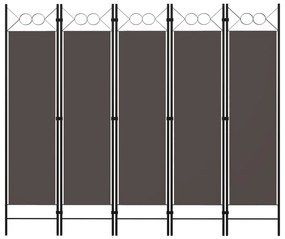 Διαχωριστικό Δωματίου με 5 Πάνελ Ανθρακί 200 x 180 εκ.