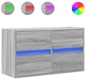 vidaXL Έπιπλο Τοίχου Τηλεόρασης με LED Γκρι Sonoma 80x31x45 εκ.