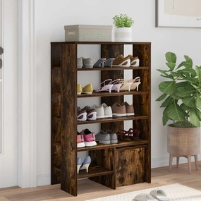 vidaXL Ντουλάπα Παπουτσιών 2 pcs Καπνιστό Δρύς Επεξεργασμένο ξύλο