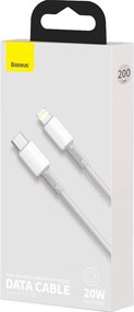USB-C to Lightning Baseus High Density Braided Cable, 20W, PD, 2m (white)