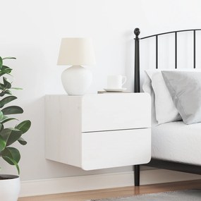 vidaXL Κομοδίνο με συρτάρι Λευκό 39 x 34 x 33 εκ. Μασίφ ξύλο πεύκου
