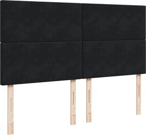 vidaXL Κρεβάτι Boxspring με Στρώμα Μαύρο 180x200 εκ. Βελούδινο