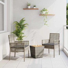 vidaXL Σετ Μπιστρό Κήπου 3 pcs Γκρι συνθετικό ρατάν