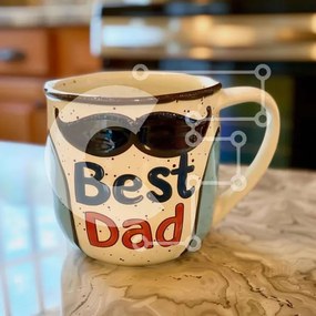 Intra Συλλεκτικό Ξύλινο Παζλ Plywood 4mm - Κούπα Καφέ με Μουστάκι και Διακόσμηση 'Best Dad' Σε Ξύλινο Κουτί - Διαστάσεις: 10x10 cm – 25 κομμάτια