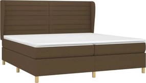 vidaXL Κρεβάτι Boxspring με Στρώμα Σκούρο Καφέ 200x200 εκ. Υφασμάτινο