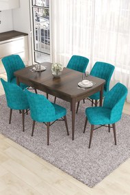 Extendable Dining Table &amp; Chairs Set (7 Pieces) Eva - Baroque, Turquoise Baroque
Turquoise