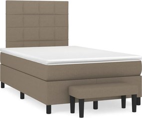 vidaXL Κρεβάτι Boxspring με Στρώμα Taupe 120x190 εκ. Υφασμάτινο
