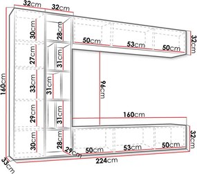 Σύνθετο σαλονιού Kodita-Leuko-Grafitis