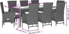 vidaXL Σετ Τραπεζαρίας Κήπου 9 τεμ. Μπεζ Συνθετικό Ρατάν με Μαξιλάρια