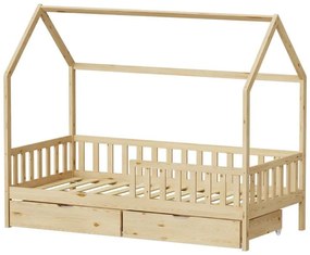 Κρεβάτι παιδικό Piccolo τύπου Montessori με 2 συρτάρια ξύλο πεύκου φυσικό 90x190 εκ. 90x190x160.5 εκ.
