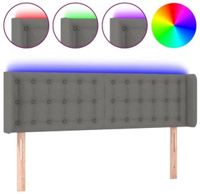vidaXL Κεφαλάρι Κρεβατιού LED Σκούρο Γκρι 147x16x78/88 εκ. Υφασμάτινο