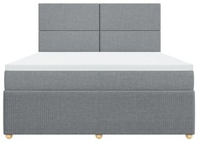 Κρεβάτι Boxspring με Στρώμα Ανοιχτό Γκρι 180x200 εκ. Υφασμάτινο - Γκρι