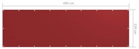 vidaXL Διαχωριστικό Βεράντας Κόκκινο 120 x 400 εκ. Ύφασμα Oxford