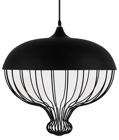 GloboStar® SOBRINO 01108  Vintage Κρεμαστό Φωτιστικό Οροφής Μονόφωτο Μαύρο Μεταλλικό Πλέγμα Φ46 x Y50cm
