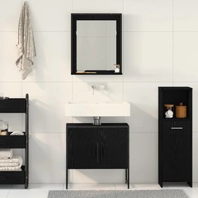vidaXL Σετ Επίπλων Μπάνιου Επιτοίχιο 2 pcs Μαύρο Επεξεργασμένο ξύλο