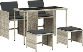 vidaXL Σετ Τραπεζαρίας Κήπου 5 τεμ. Αν. Γκρι Συνθ. Ρατάν με Μαξιλάρια