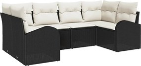 vidaXL Σετ Καναπέ Κήπου με μαξιλάρι 6 pcs Μαύρο Πολυ Ρατάν