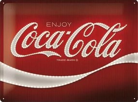 Μεταλλική πινακίδα Coca-Cola - Logo - Red Lights, (40 x 30 cm)