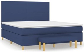 vidaXL Κρεβάτι Boxspring με Στρώμα Μπλε 160x200 εκ. Υφασμάτινο