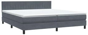 Box Spring Κρεβάτι με στρώμα Σκούρο γκρι 180x220 εκ. Βελούδινο - Γκρι