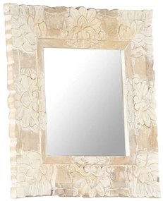 Καθρέφτης Λευκός 50 x 50 εκ. από Μασίφ Ξύλο Μάνγκο - Λευκό