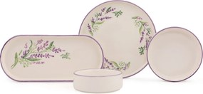 Σετ Πιάτα (14 Τεμάχια) - Lavanta - Χρώμα Λευκό Μωβ Πράσινο