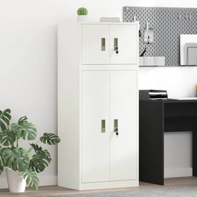 vidaXL Ντουλάπι αποθήκευσης 2 τμχ. Λευκός 60 x 40 x 145 εκ Ατσάλι