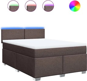 vidaXL Κρεβάτι Boxspring με Στρώμα Σκούρο Καφέ 140x190 εκ. Υφασμάτινο
