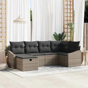 vidaXL 6 τεμαχίων σετ κήπου με μαξιλάρια σε γκρι χρώμα.