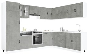 vidaXL Σετ Ντουλάπια Κουζίνας 14 τεμ. Lucca Γκρι Σκυροδ. Επεξ. Ξύλο